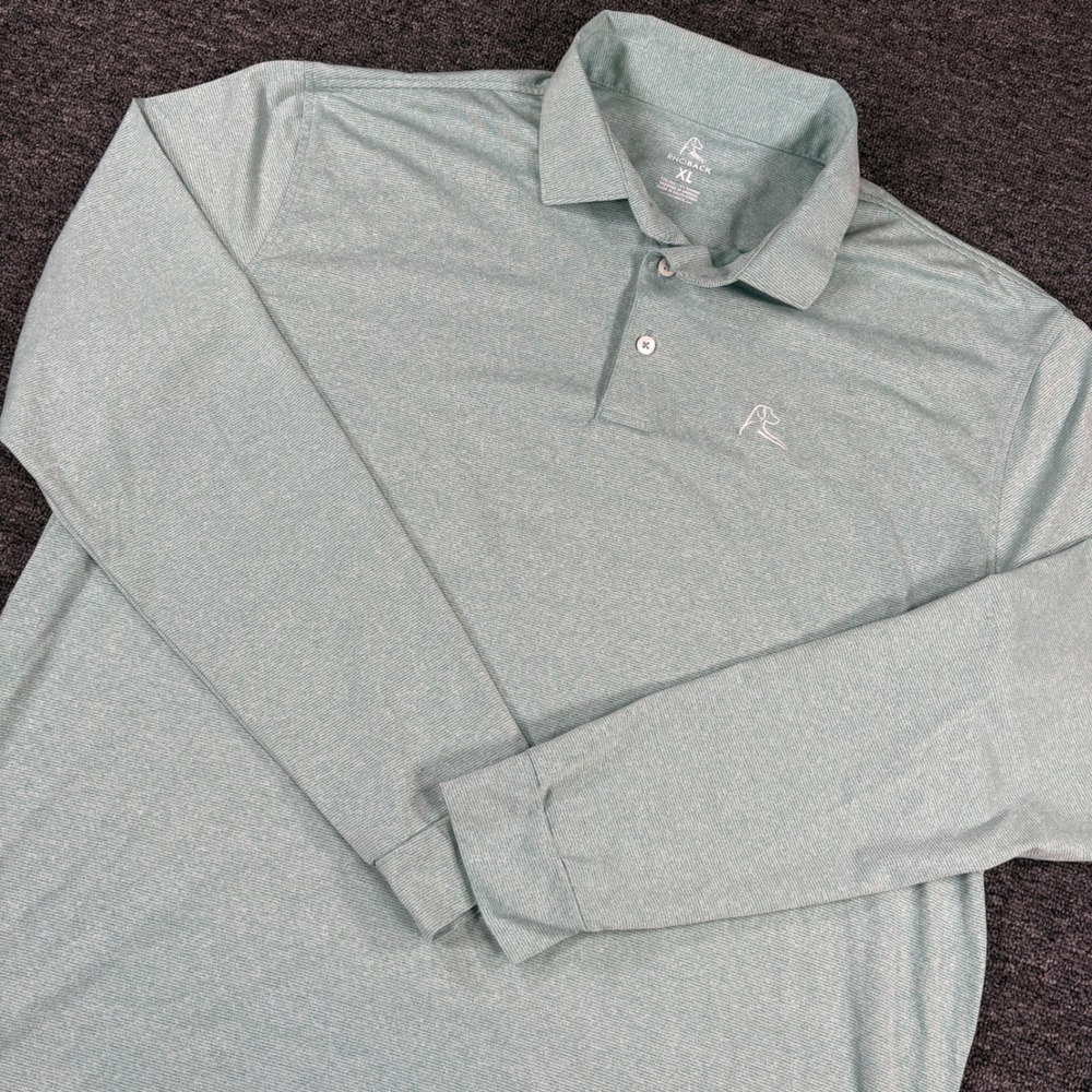 Rhoback Long Sleeve Polo Mens XL Green Heathered Performance Stretch Shirt
